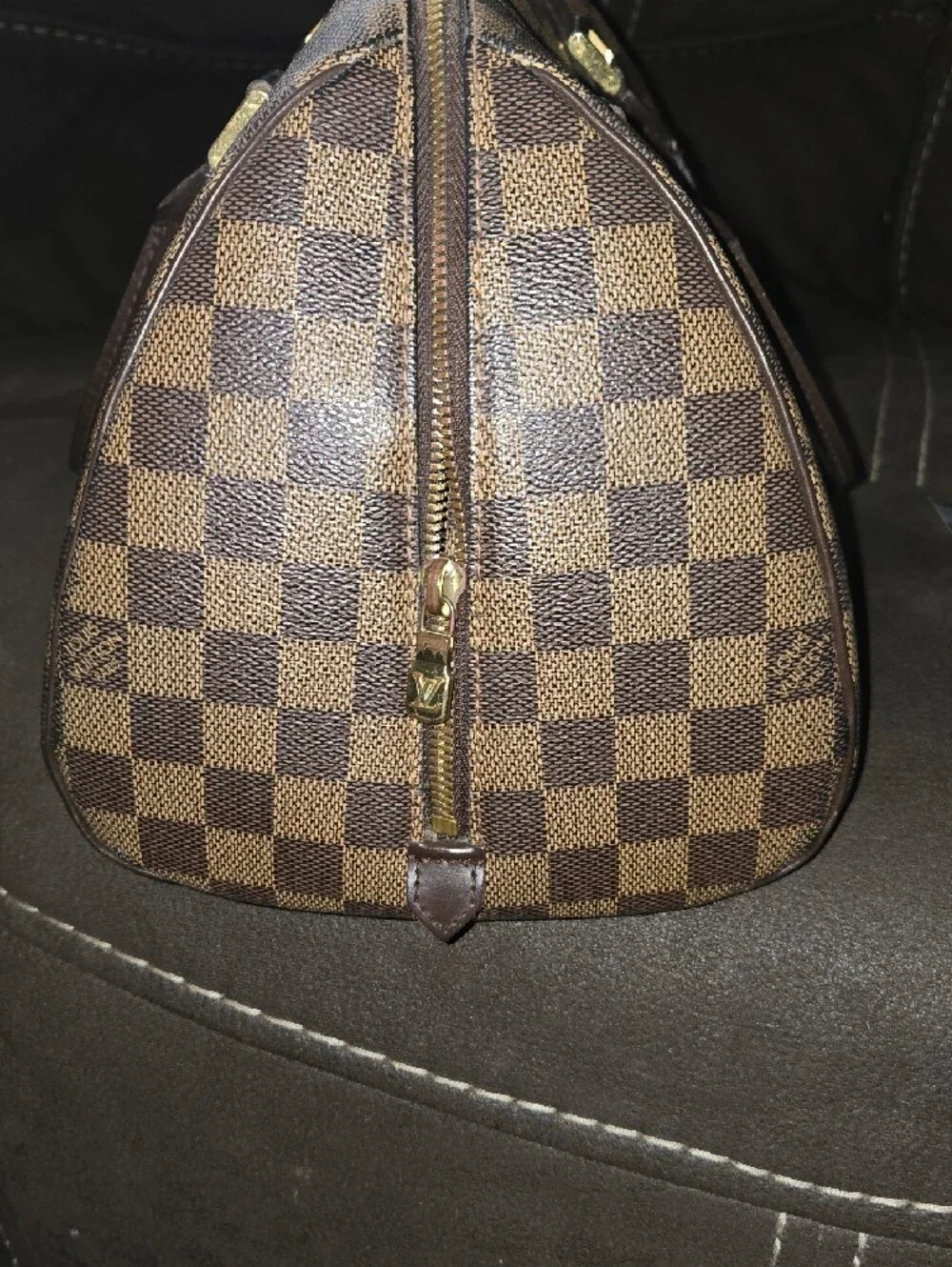 Luxury Louis Vuitton Brown Checkered Dome Satchel Handbag